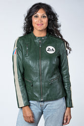 24H Le Mans Amanda green leather jacket for women
